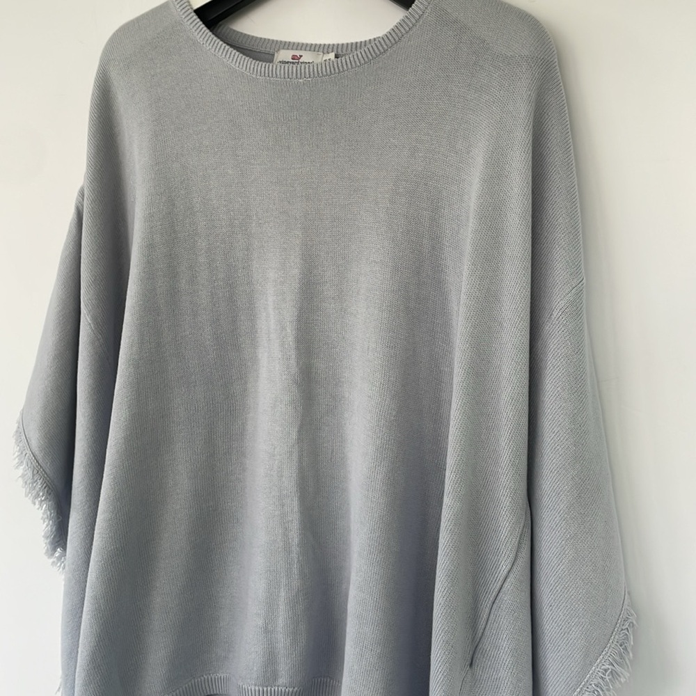 Vineyard Vines Women’s Oversized Fringe Poncho Sweater Cotton Pull Over XS / S - Picture 5 of 17
